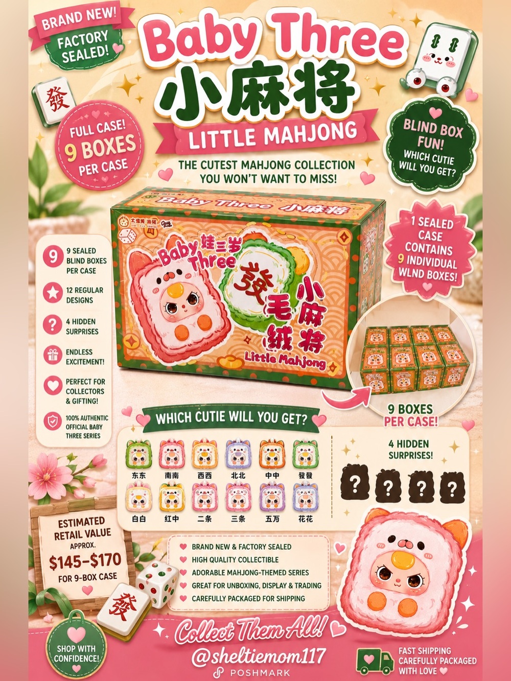 🀄️💕 BABY THREE LITTLE MAHJONG — SEALED CASE! 💕🀄️